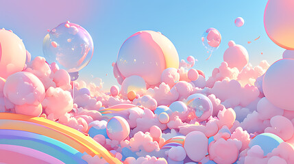 Bubble rainbow and cloud pastel wallpaper Impressive beauty and brightness