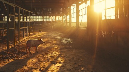 Farm Life Chronicles: Pigs at Play in Rustic Setting
