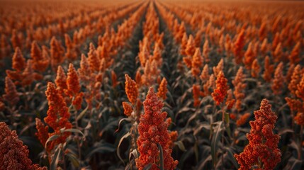 Naklejka premium Golden Grains of Sorghum: Authentic Crop Field