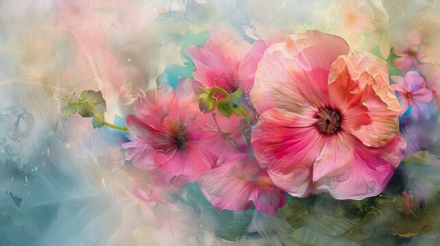 Ethereal flowers in watercolor, perfect for artistic and romantic designs.