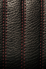 Elegant black leather with red lines pattern for background
