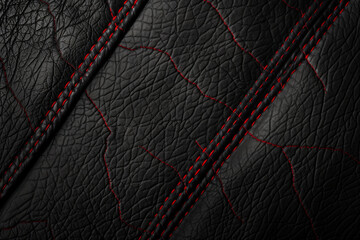Elegant black leather with red lines pattern for background