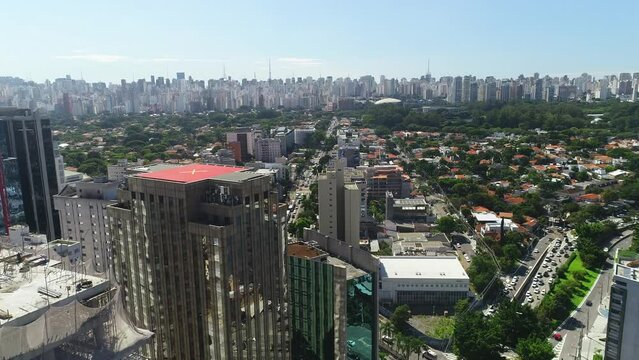 Aerial view of SAO PAULO city, vila nova concei&ccedil;&atilde;o bairro, drone shot, This image is perfect for projects related to events, travel and tourism, real estate