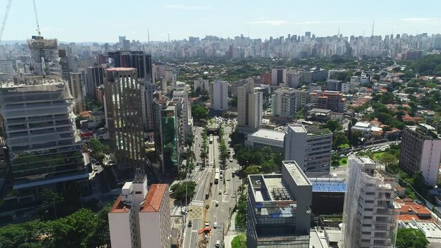 Aerial view of SAO PAULO city, vila nova concei&ccedil;&atilde;o bairro, drone shot, This image is perfect for projects related to events, travel and tourism, real estate