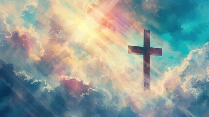 Majestic Cross: A Watercolor Symphony