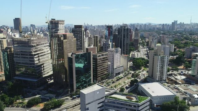 Aerial view of SAO PAULO city, vila nova concei&ccedil;&atilde;o bairro, drone shot, This image is perfect for projects related to events, travel and tourism, real estate