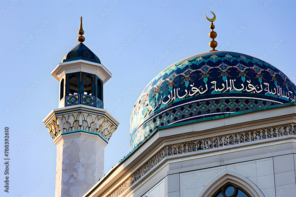 Wall mural muslim mosque dome in white background, ideal use as background