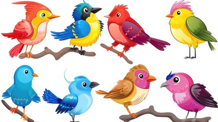 3D pack of sparrows stickers