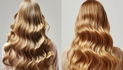 Fototapeta premium A banner with healthy well-groomed shiny blond locks of hair isolated on a white background.