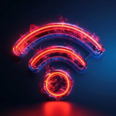 Red and Blue WiFi Symbol on Black Background