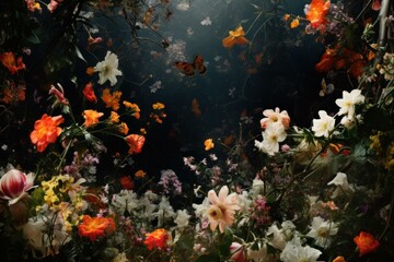 Obraz na płótnie Canvas Resplendent Paradise garden flowers beauty. Spring color. Generate Ai