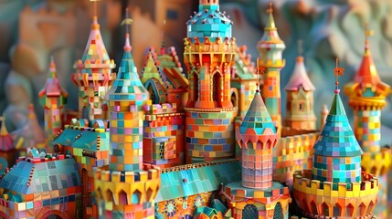 Model of Moscow's Red Square features the colorful St Basil's Cathedral, a famous landmark with iconic domes and a rich history - obrazy, fototapety, plakaty