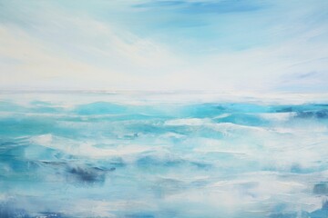 Calming Blue Waves In Abstract Ocean Painting. Seascape Background. Generative AI