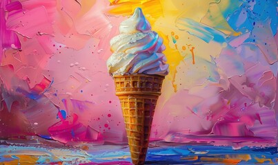 Ice Cream Cone Painting With Sun