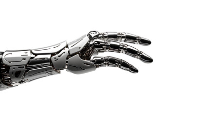 Hand with white robot glove on isolated background