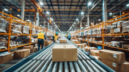 Bustling Logistics Warehouse Interior

