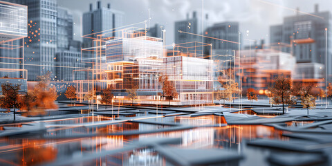 The Smart City Concept, Futuristic Skyline: The Digital City Integration, Futuristic Cityscape with Digital Network Connections, Smart City Concept with Abstract Digital Architecture and Technology