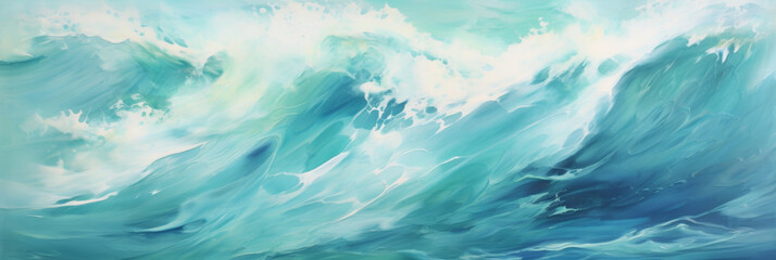 Fototapeta na wymiar Ocean Waves In Abstract Painting. Digital Artwork. Generative AI