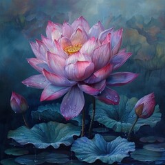 Pink Water Lily in Pond