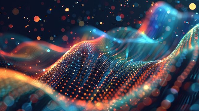 Abstract data visualization representing information processing and analysis