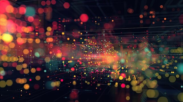 Abstract data visualization representing information processing and analysis