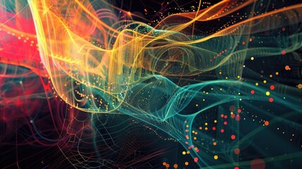 Abstract data visualization representing information processing and analysis