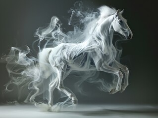 Obraz na płótnie Canvas A horse made of smoke, belonging to the Chinese zodiac sign of the 12 zodiac animals