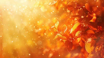 abstract background of golden sunlight filtering through autumn leaves, casting a warm and soothing glow of serenity.