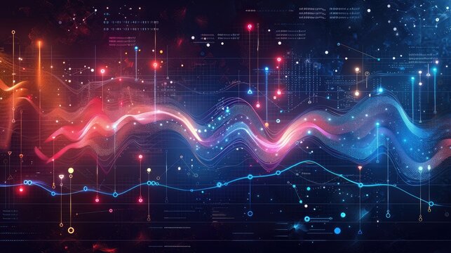 Abstract data visualization representing information processing and analysis