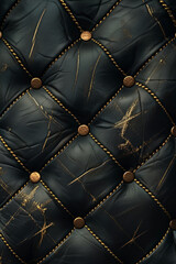 Fototapeta premium Elegant black leather with gold lines pattern for background