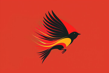 A bold and striking logo of a bird in flight, created with clean lines.