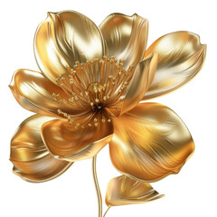Golden flower metallic isolated. Gold flower design element