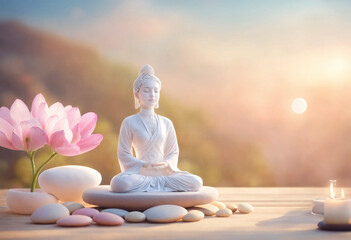 Buddha in meditation in the lotus position - AI generated