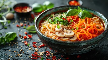 Mushroom and Carrot Noodle Soup