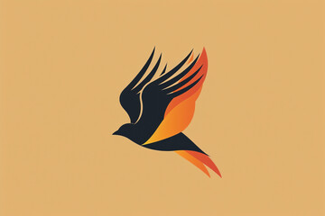 A bold and striking logo of a bird in flight, created with minimalist lines.