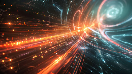 Obraz premium Digital data flow, nework technology for internet and data