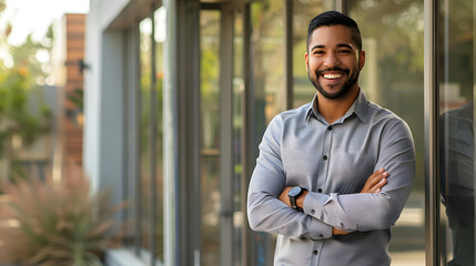 Obraz premium European white business man portrait with smiling face and in confident gesture