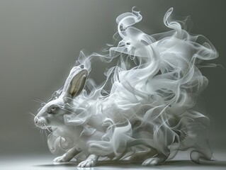 A rabbit made of smoke, according to the Chinese zodiac sign of the 12 zodiac animals