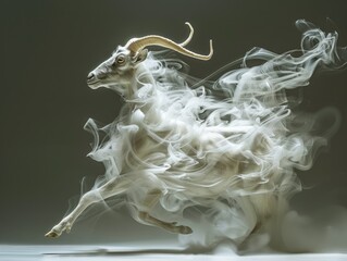 Sheep made from smoke, according to the Chinese zodiac sign of the 12 zodiac animals