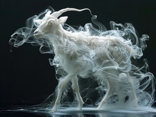 Sheep made from smoke, according to the Chinese zodiac sign of the 12 zodiac animals