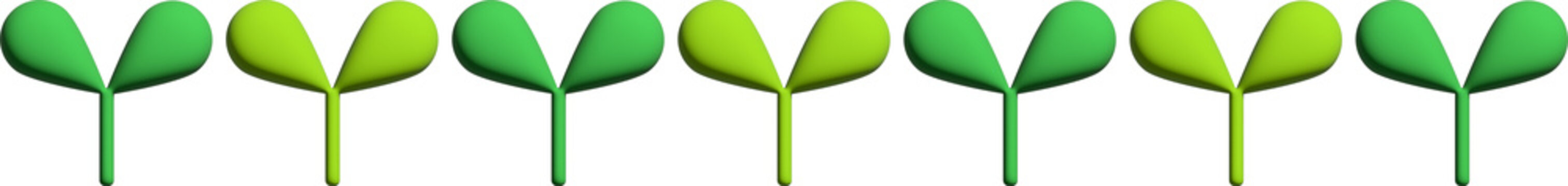 芽　ライン　アイコン	若葉　3D