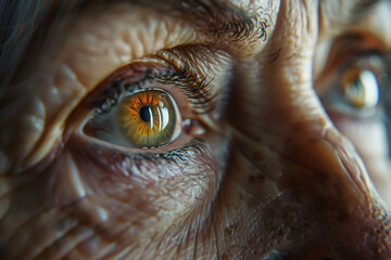 Close-up of the eyes of an elderly Caucasian woman.