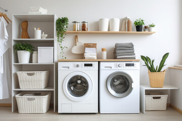 Modern Home Laundry Room Interior with Natural Light