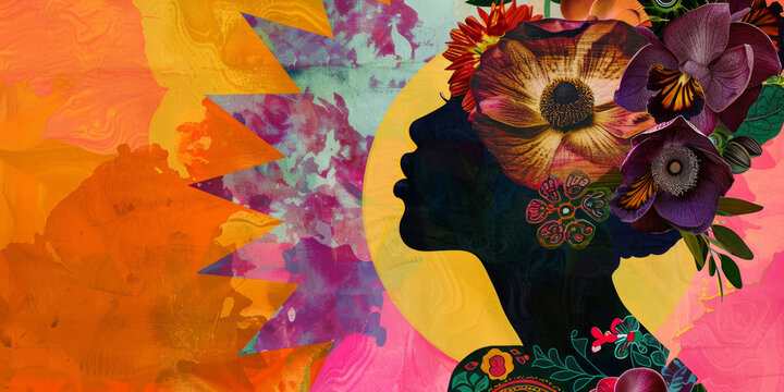 Creative Mind Concept: Artistic Silhouette with Floral Patterns