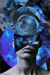 Surreal Cosmic Portrait with Abstract Galactic Elements