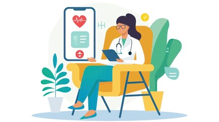 A person receiving health coaching and advice through a telehealth platform. 