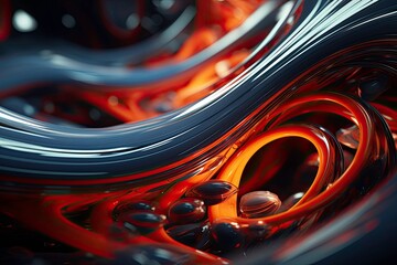 Abstract Red and Black Metallic Swirl Pattern