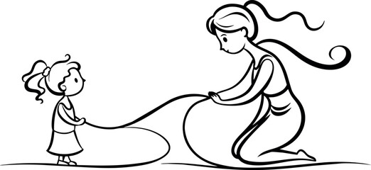 Heartwarming Line Art Depicting the Unbreakable Connection Between a Mother and Her Son on Mother's Day