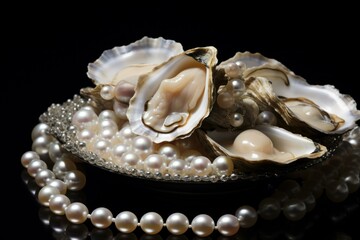 Coveted Pearls oyster treasure. Ocean nature. Generate Ai