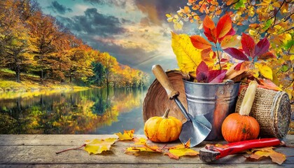autumn still life with pumpkins - obrazy, fototapety, plakaty